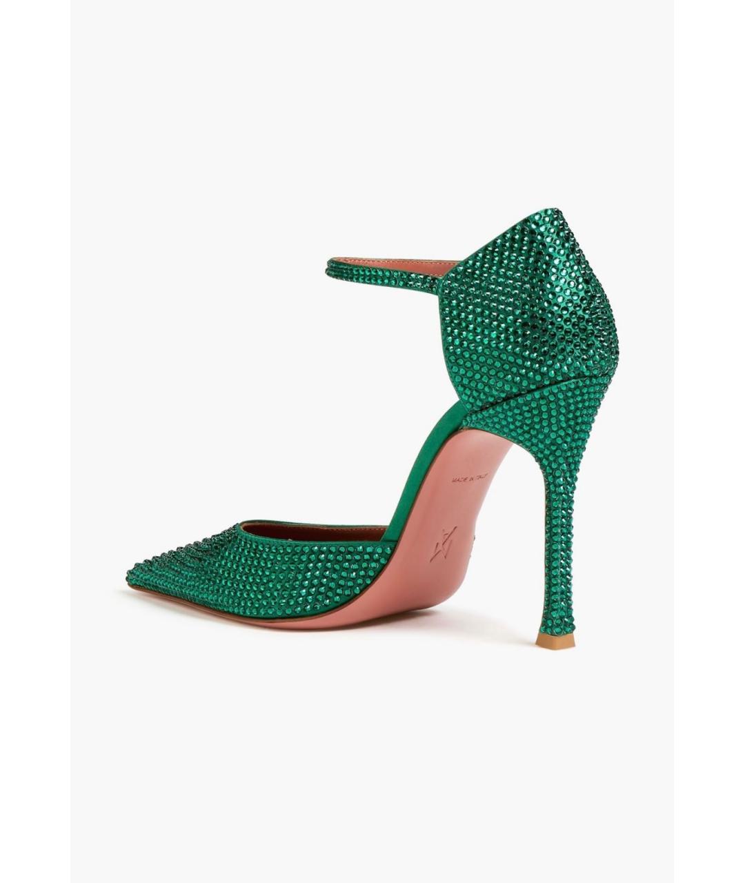 Amina Muaddi Зеленые текстильные туфли, фото 3