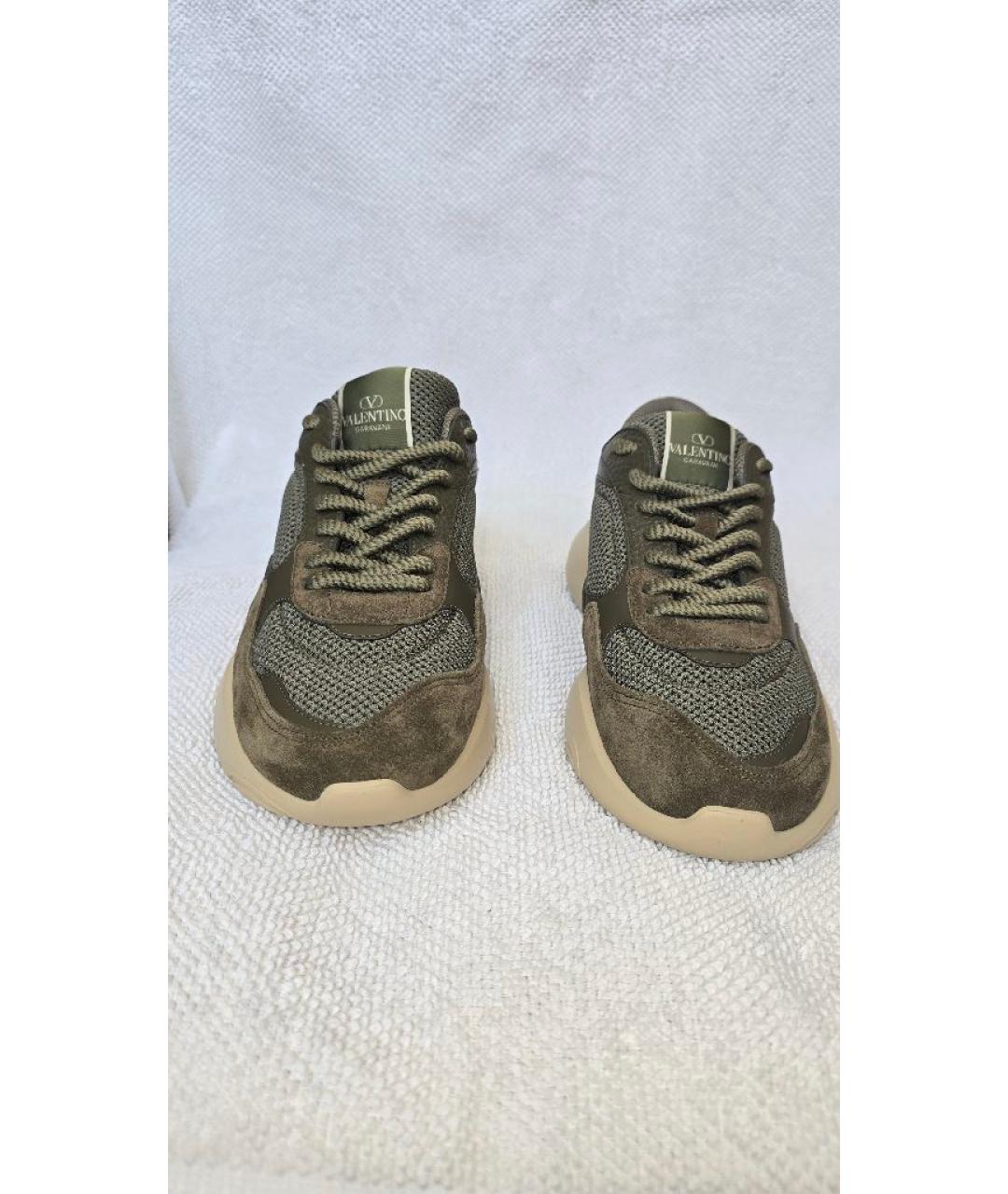 VALENTINO Хаки замшевые низкие кроссовки / кеды, фото 2