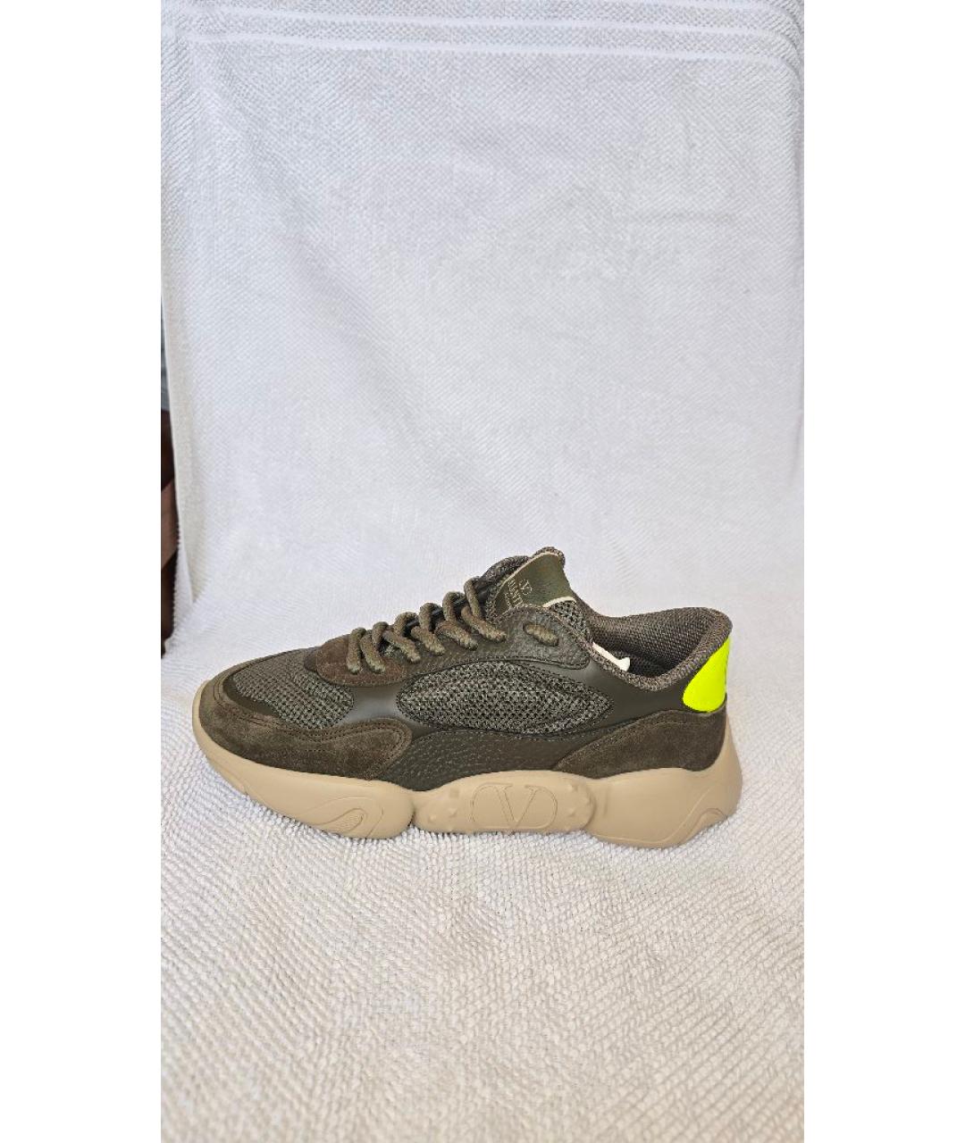 VALENTINO Хаки замшевые низкие кроссовки / кеды, фото 7