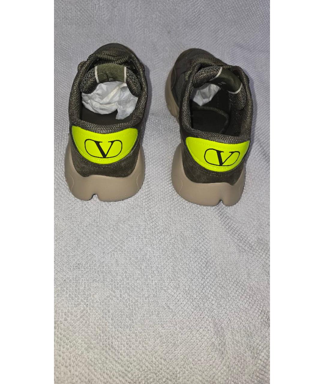 VALENTINO Хаки замшевые низкие кроссовки / кеды, фото 4