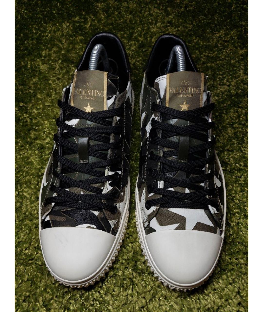 VALENTINO Хаки текстильные низкие кроссовки / кеды, фото 2