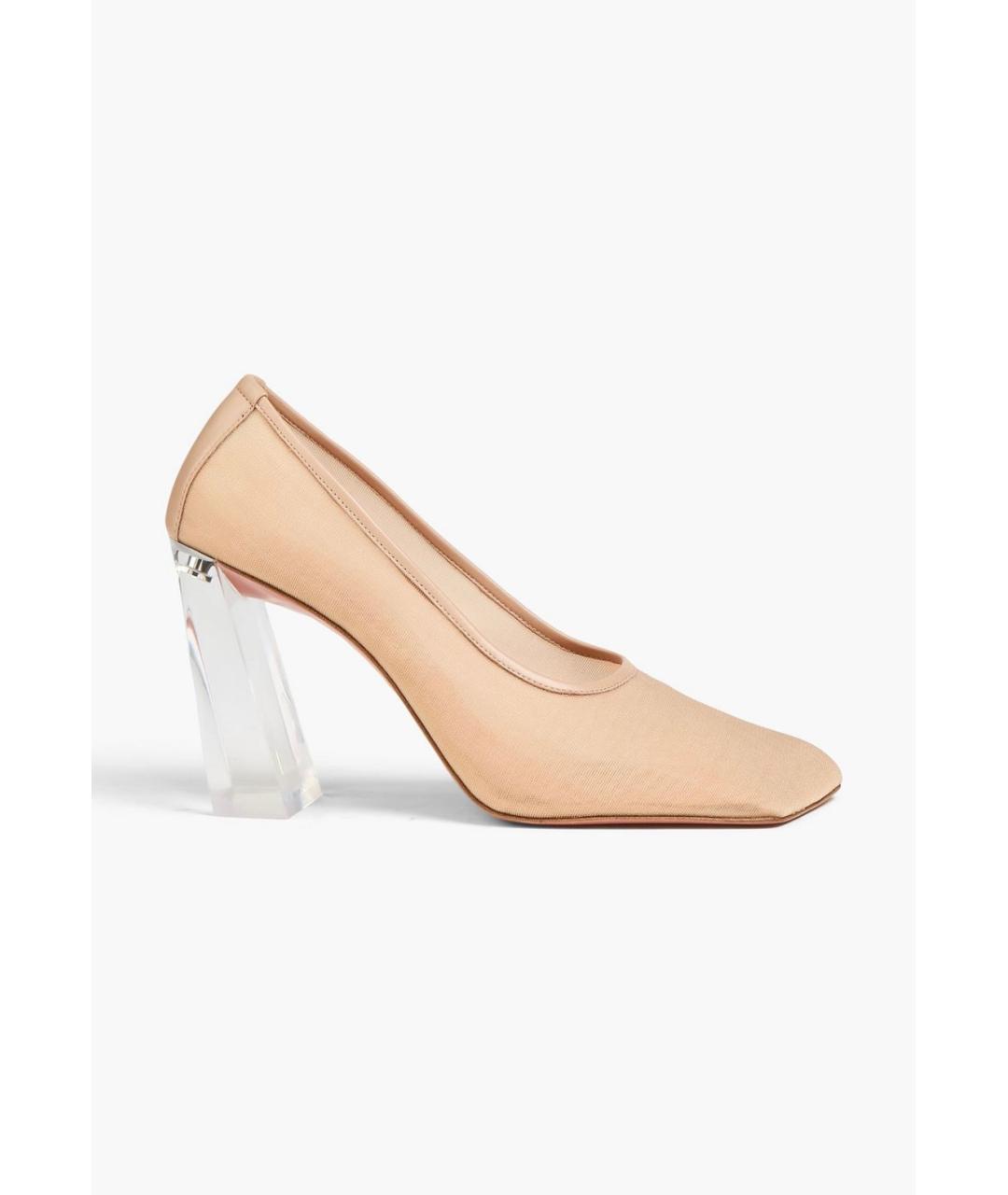 Amina Muaddi Бежевые текстильные туфли, фото 5