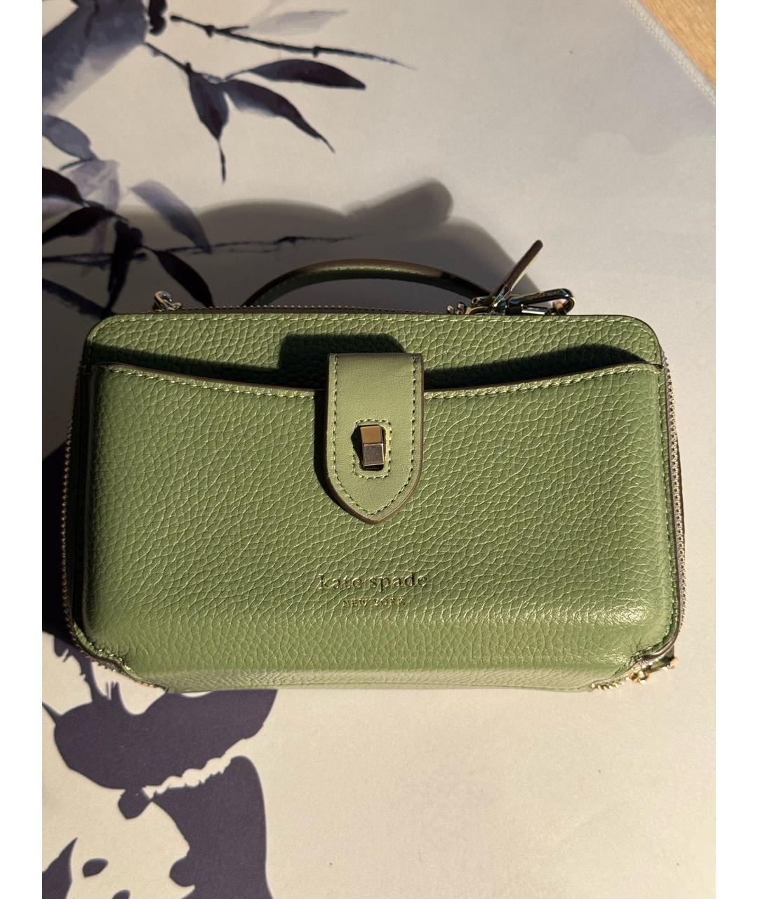 KATE SPADE Зеленая кожаная сумка с короткими ручками, фото 6