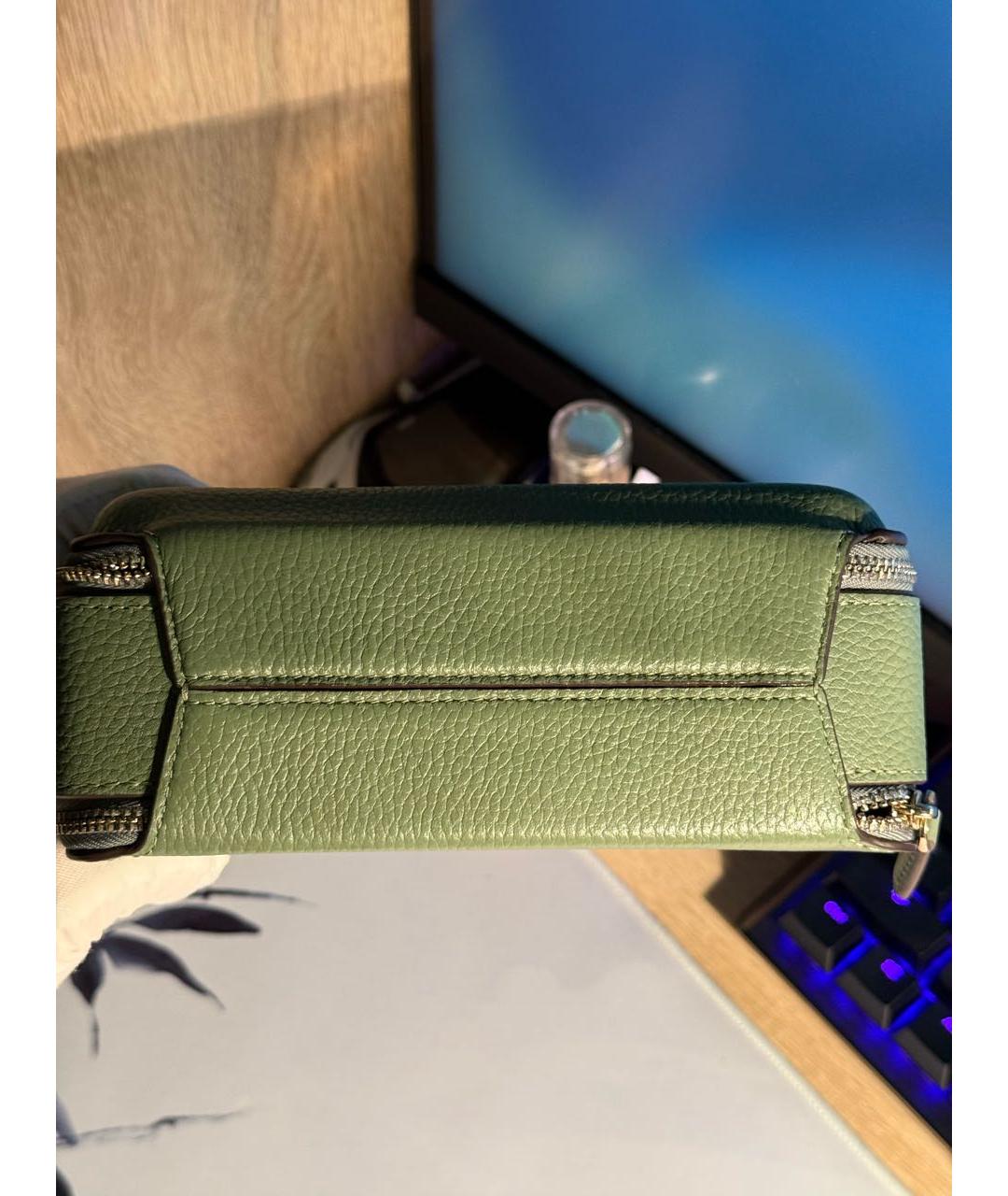 KATE SPADE Зеленая кожаная сумка с короткими ручками, фото 2