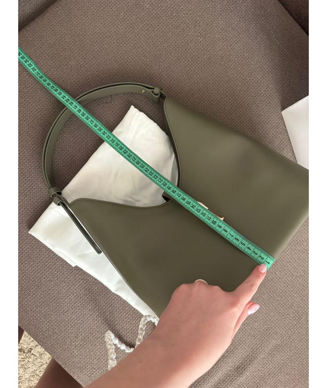 FURLA Хаки кожаная сумка с короткими ручками, фото 8