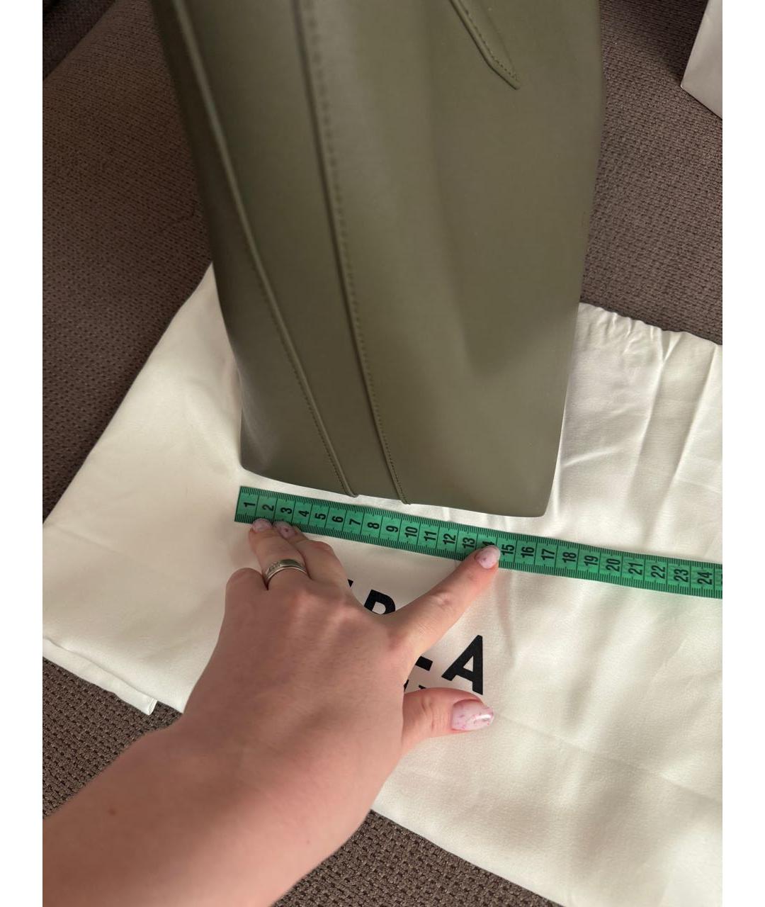 FURLA Хаки кожаная сумка с короткими ручками, фото 7