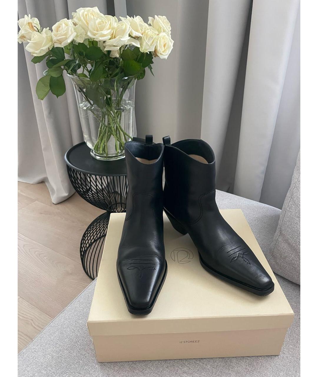 12 STOREEZ Черные кожаные сапоги, фото 2