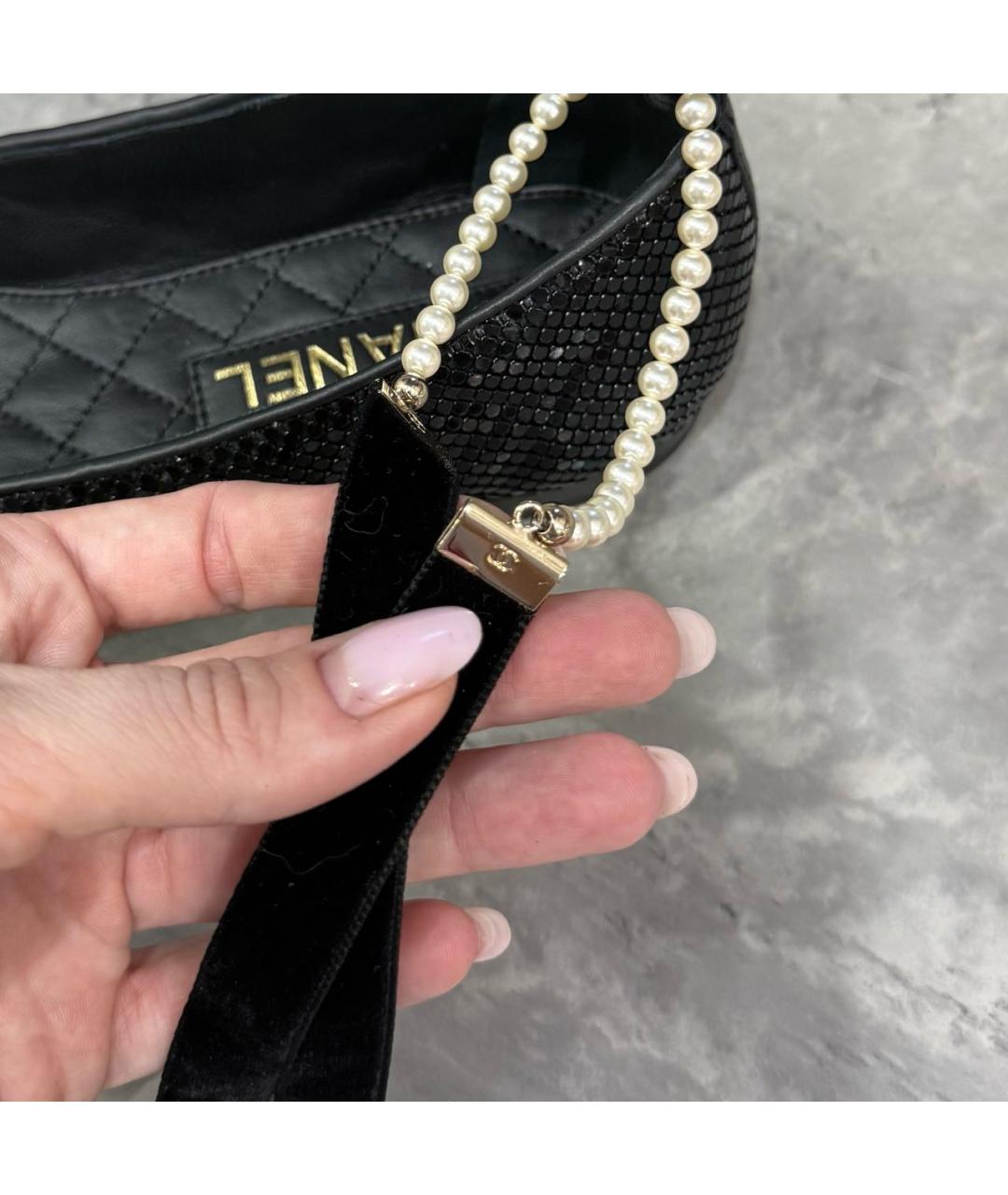 CHANEL Черные кожаные балетки, фото 5