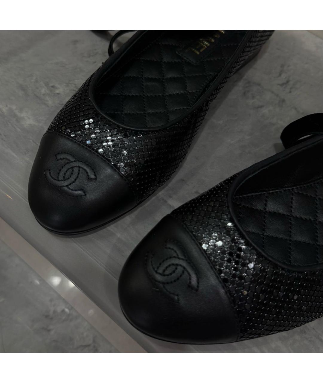 CHANEL Черные кожаные балетки, фото 6
