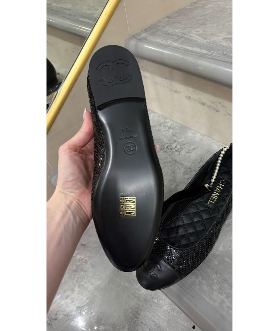 CHANEL Черные кожаные балетки, фото 4