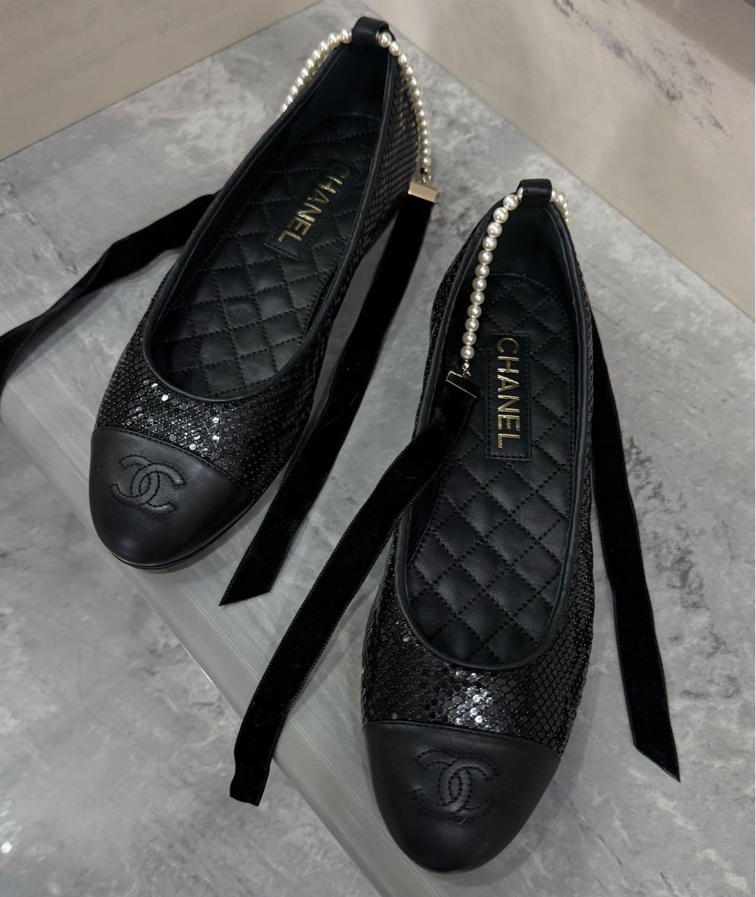 CHANEL Черные кожаные балетки, фото 8