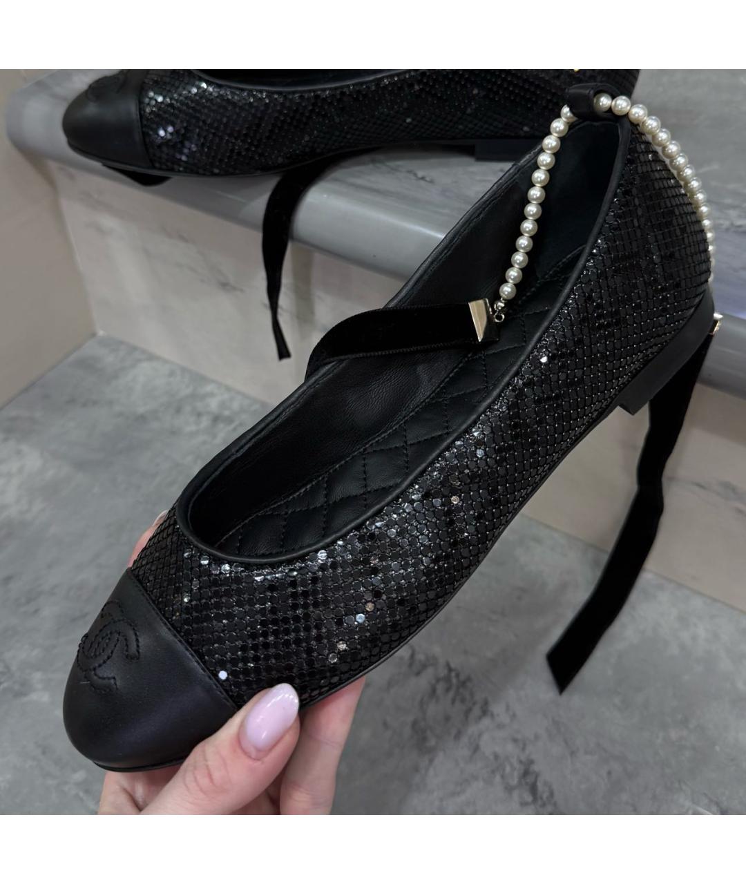 CHANEL Черные кожаные балетки, фото 7