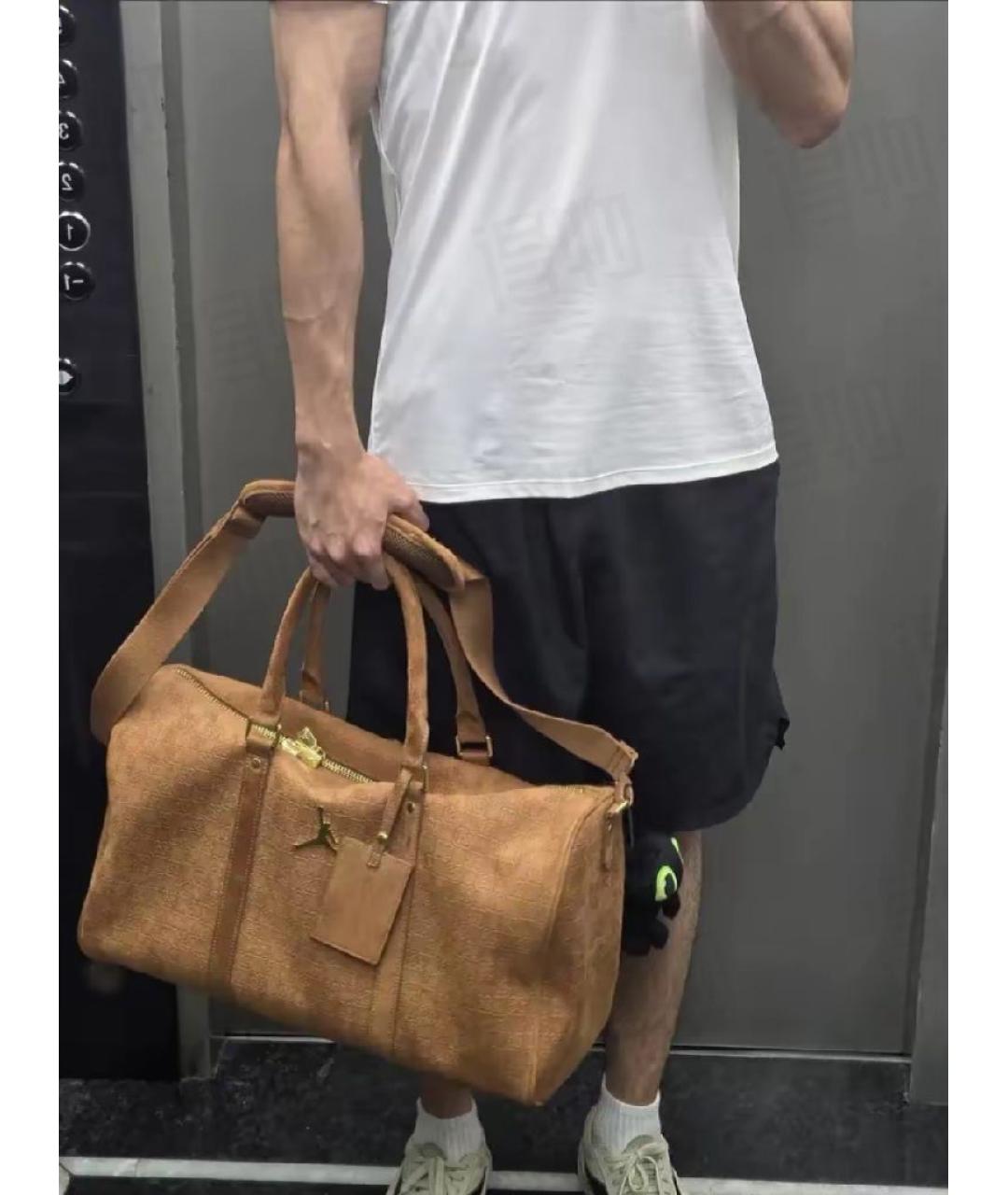 JORDAN Коричневая дорожная/спортивная сумка из искусственной кожи, фото 8