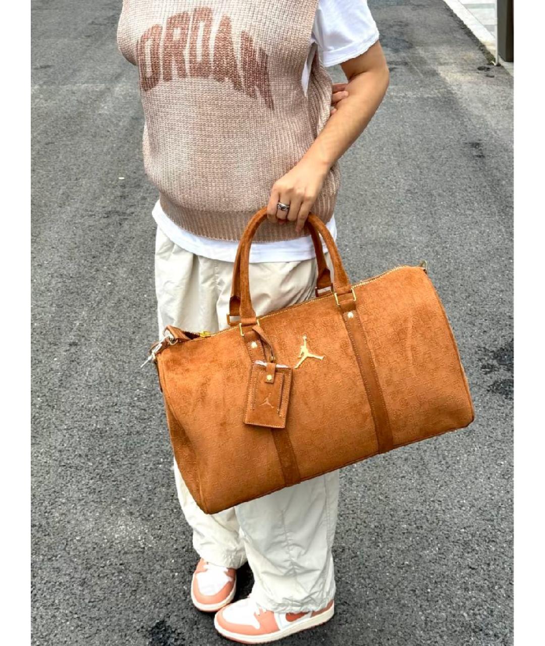 JORDAN Коричневая дорожная/спортивная сумка из искусственной кожи, фото 7