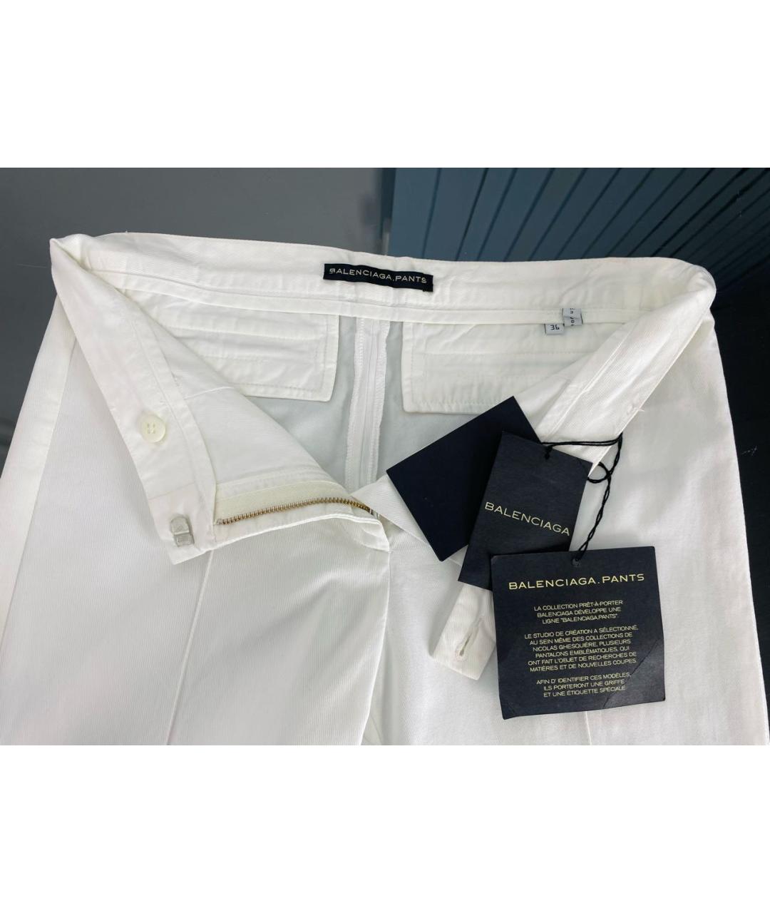 BALENCIAGA Белые хлопковые прямые брюки, фото 3