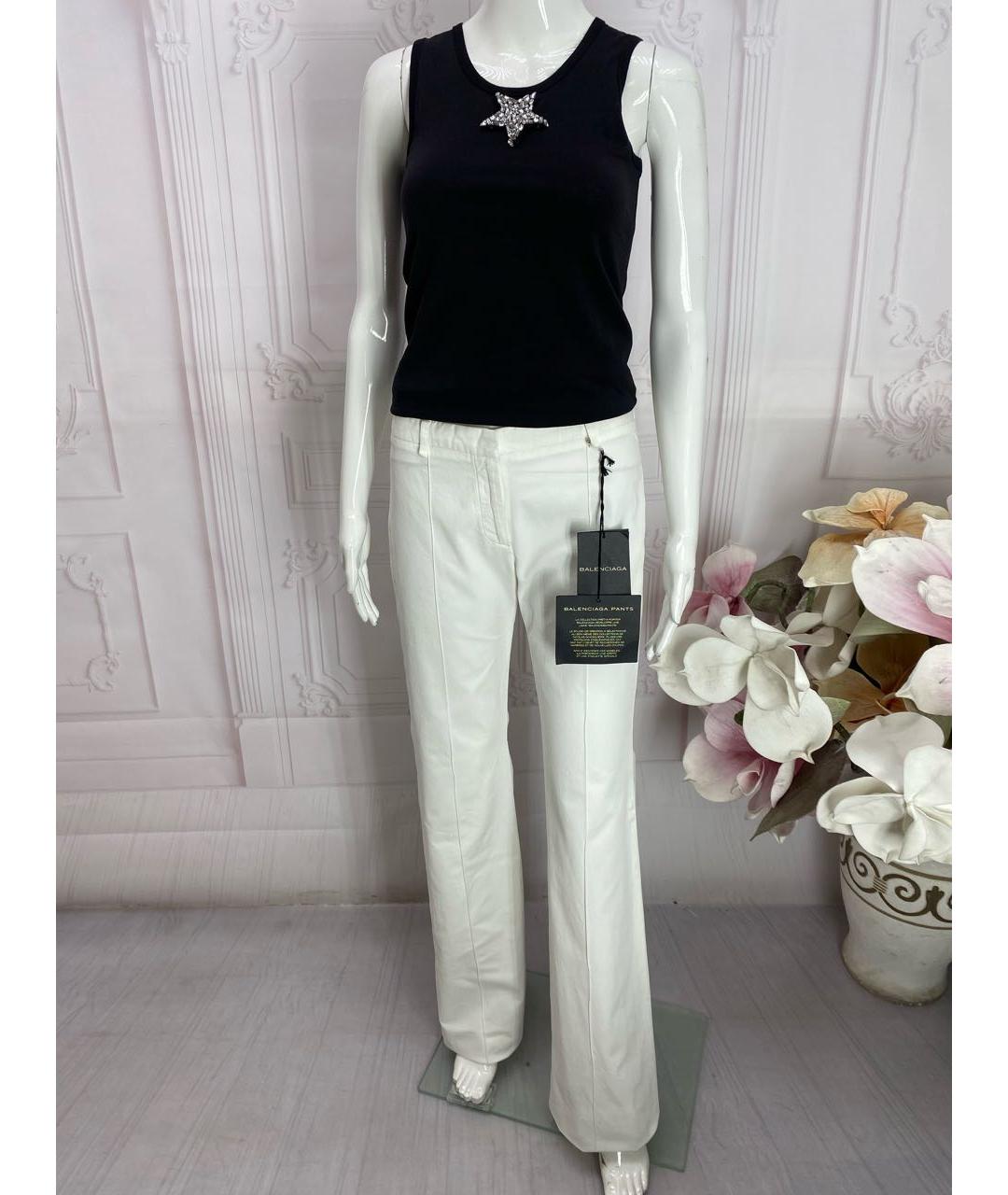 BALENCIAGA Белые хлопковые прямые брюки, фото 5