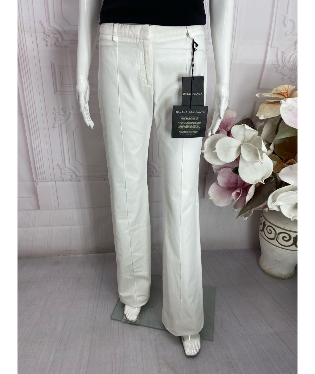 BALENCIAGA Белые хлопковые прямые брюки, фото 6
