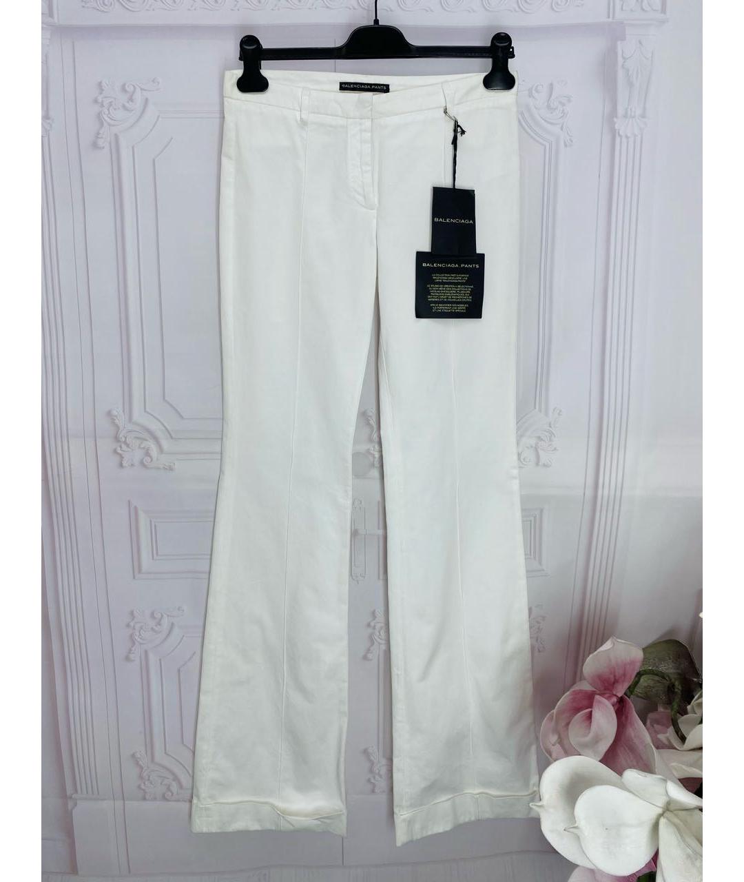 BALENCIAGA Белые хлопковые прямые брюки, фото 7