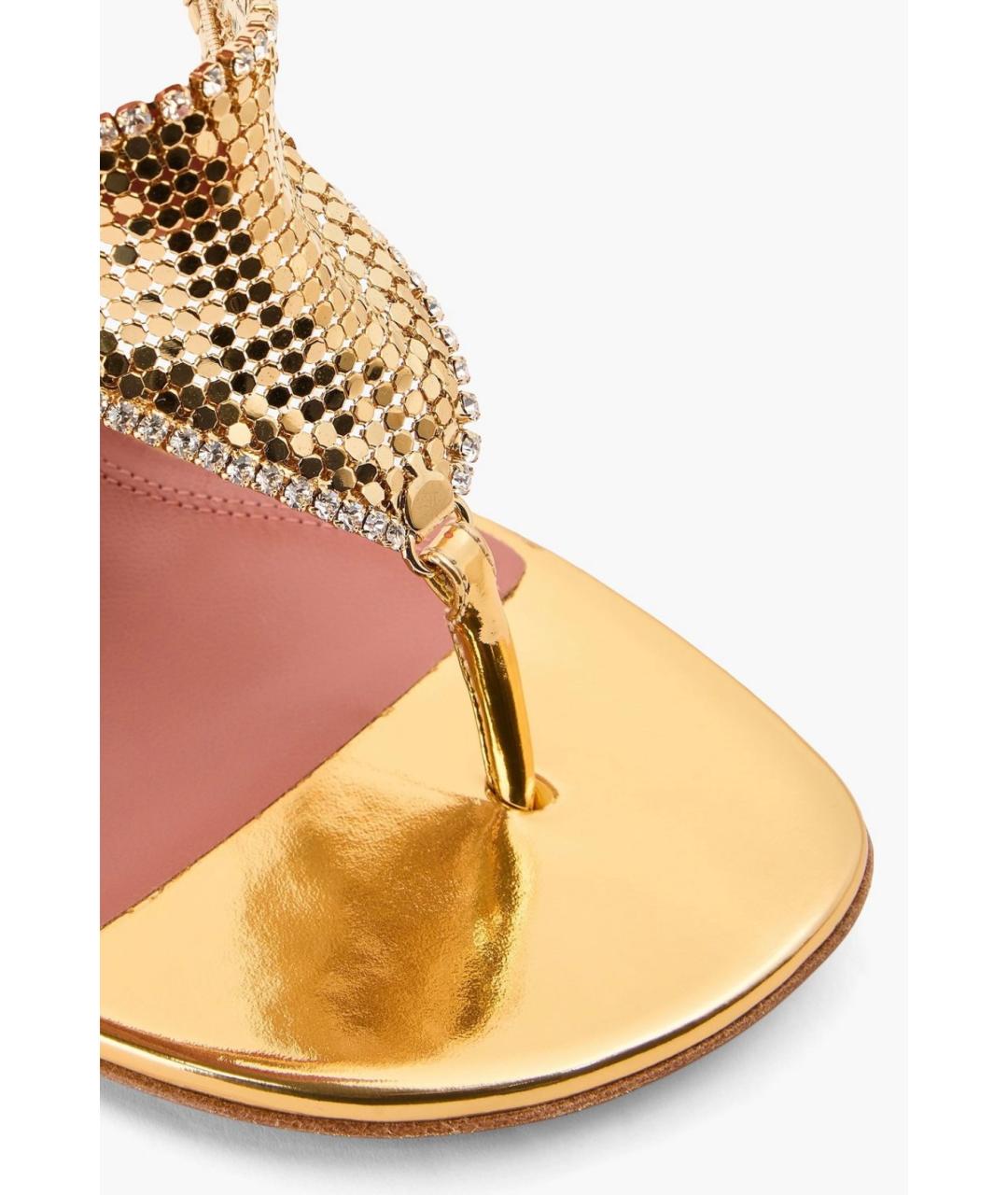 Amina Muaddi Золотые кожаные мюли, фото 4