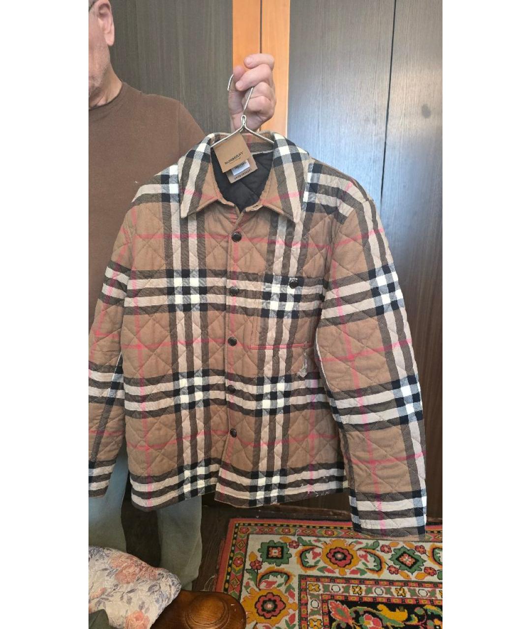 BURBERRY Бежевая хлопко-эластановая куртка, фото 3