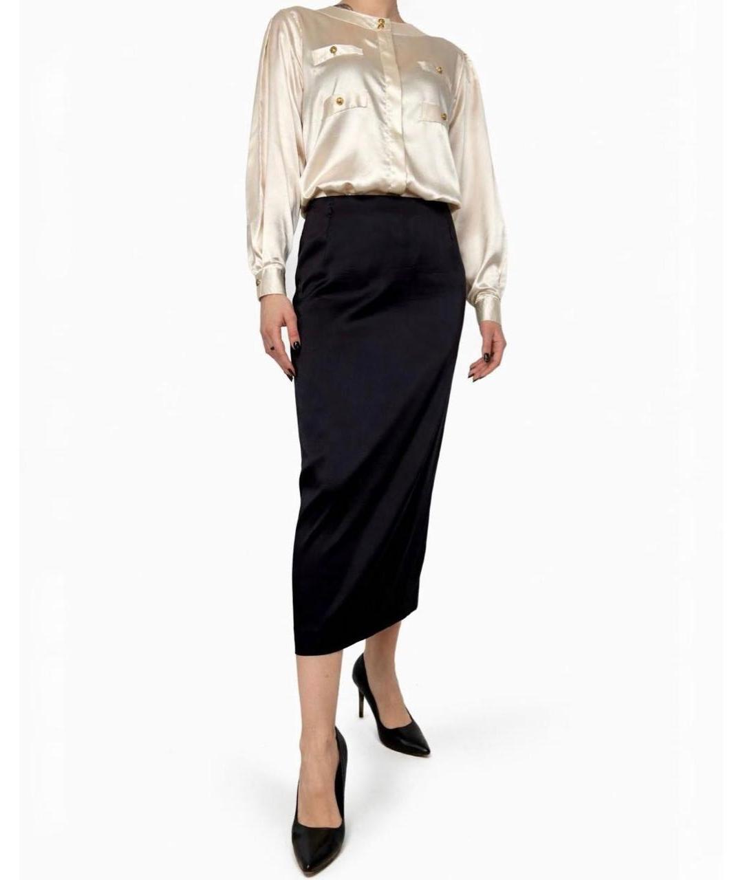 DOLCE&GABBANA Черная шелковая юбка миди, фото 2