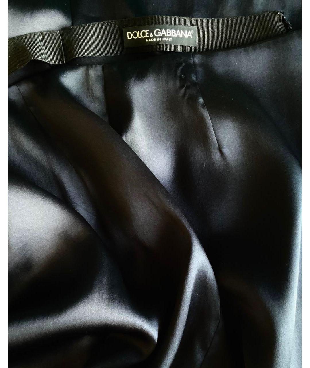 DOLCE&GABBANA Черная шелковая юбка миди, фото 8