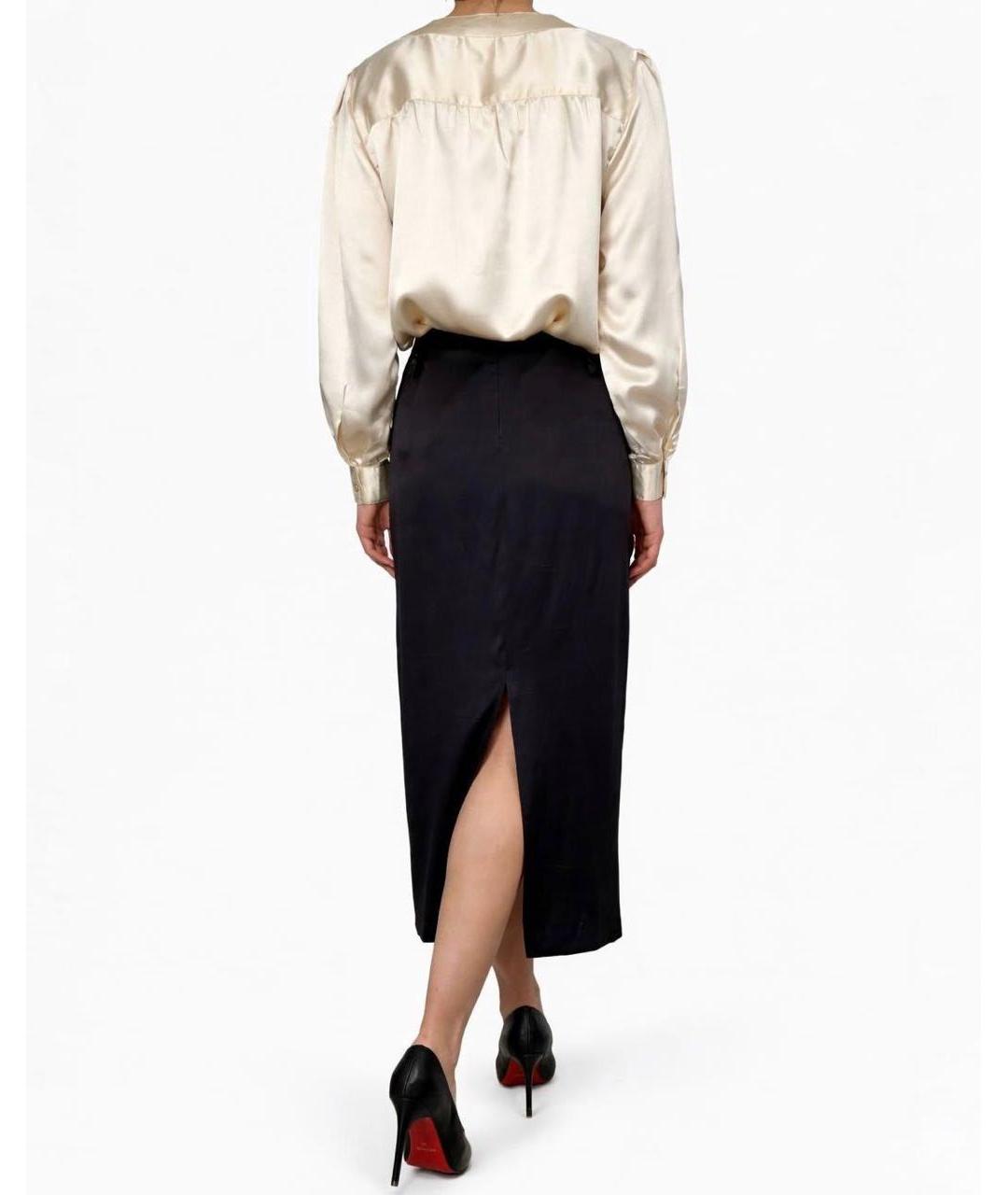 DOLCE&GABBANA Черная шелковая юбка миди, фото 4