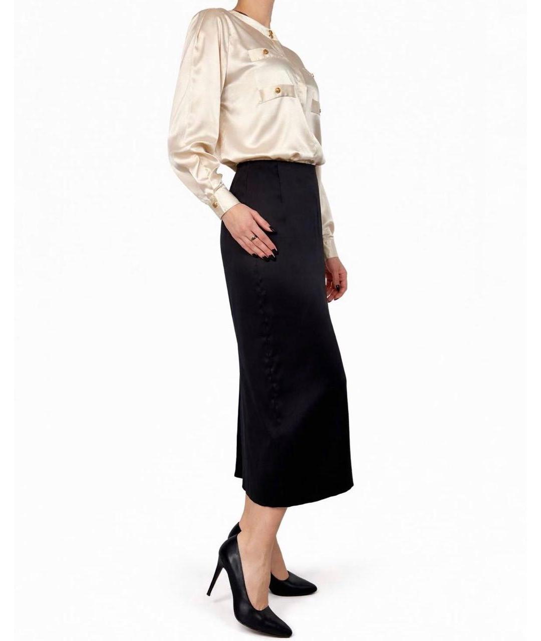 DOLCE&GABBANA Черная шелковая юбка миди, фото 3