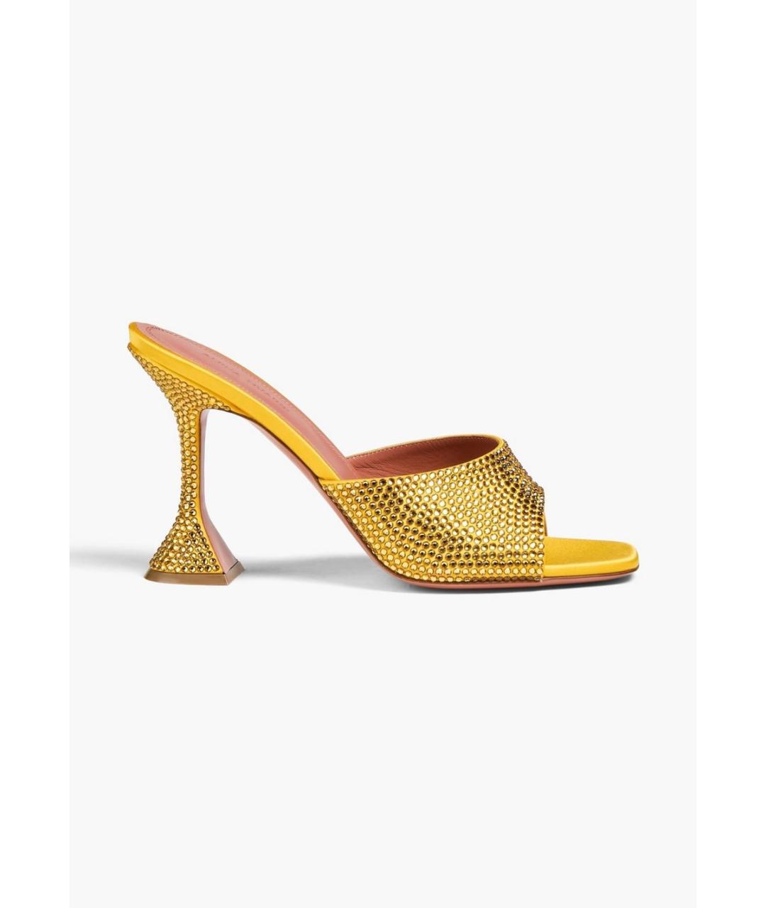 Amina Muaddi Желтые текстильные мюли, фото 5