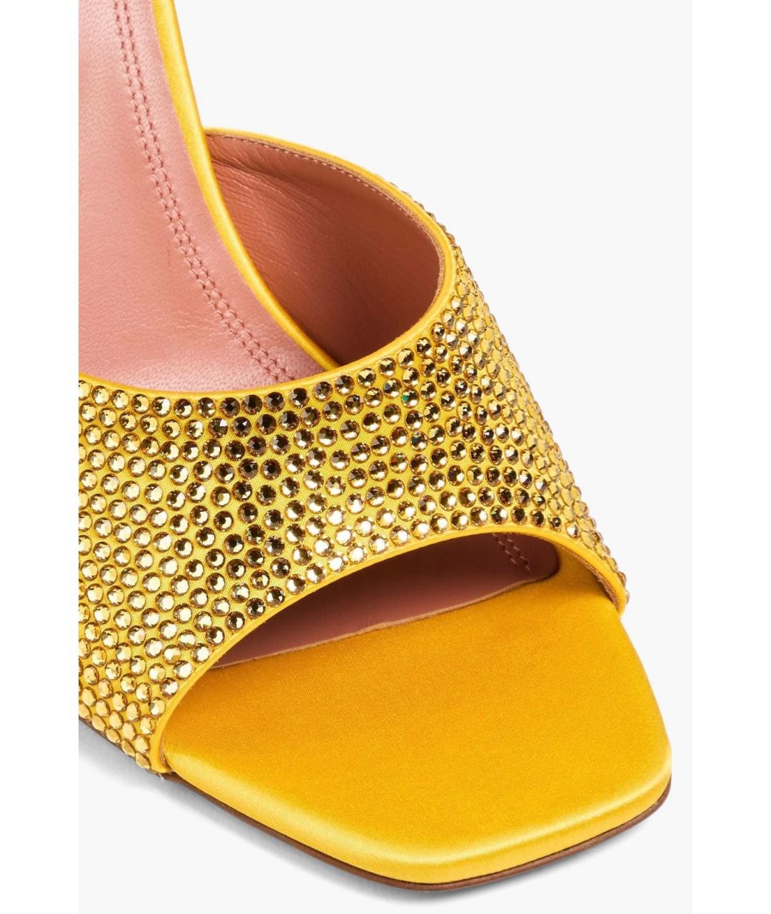 Amina Muaddi Желтые текстильные мюли, фото 3