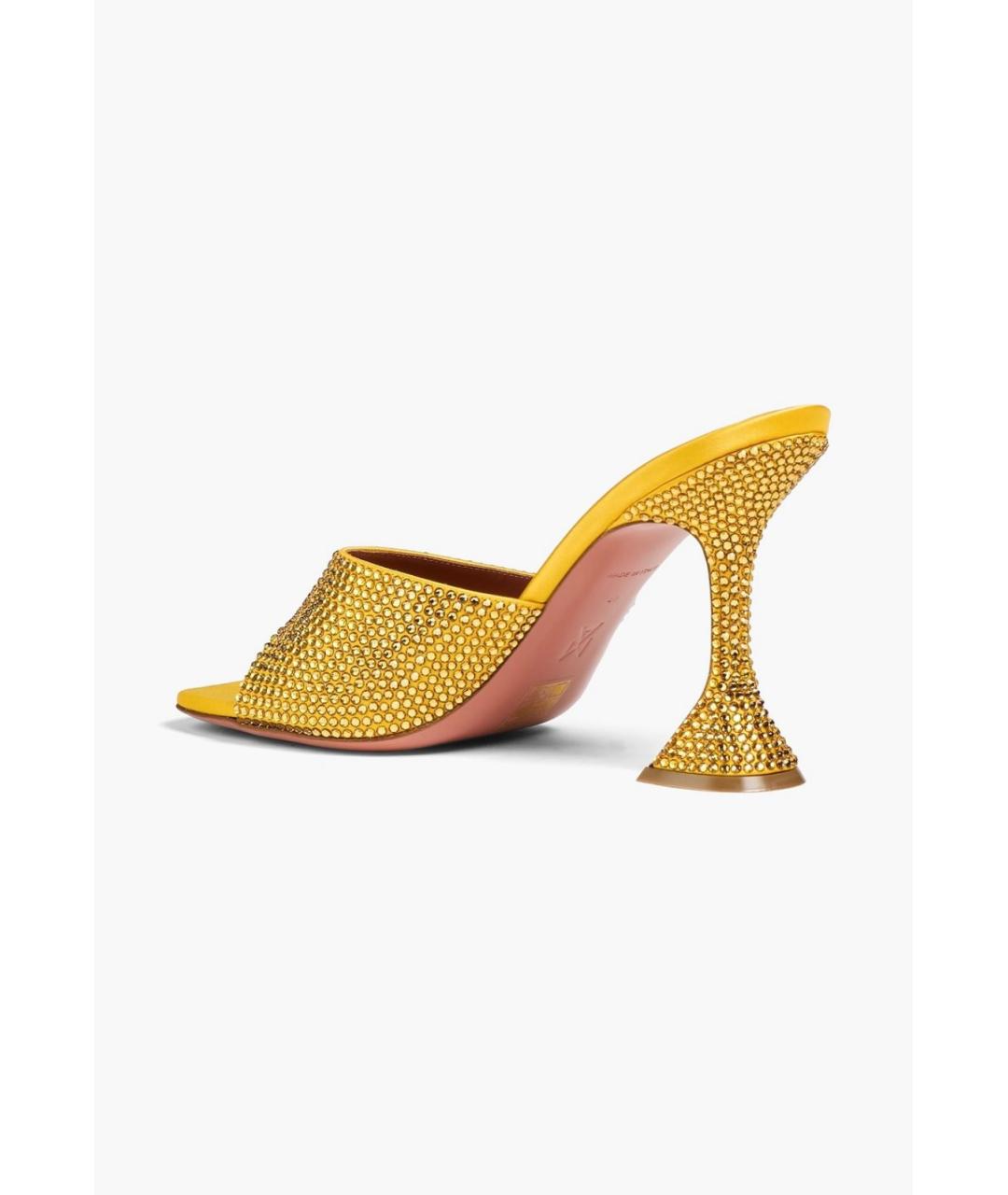 Amina Muaddi Желтые текстильные мюли, фото 4