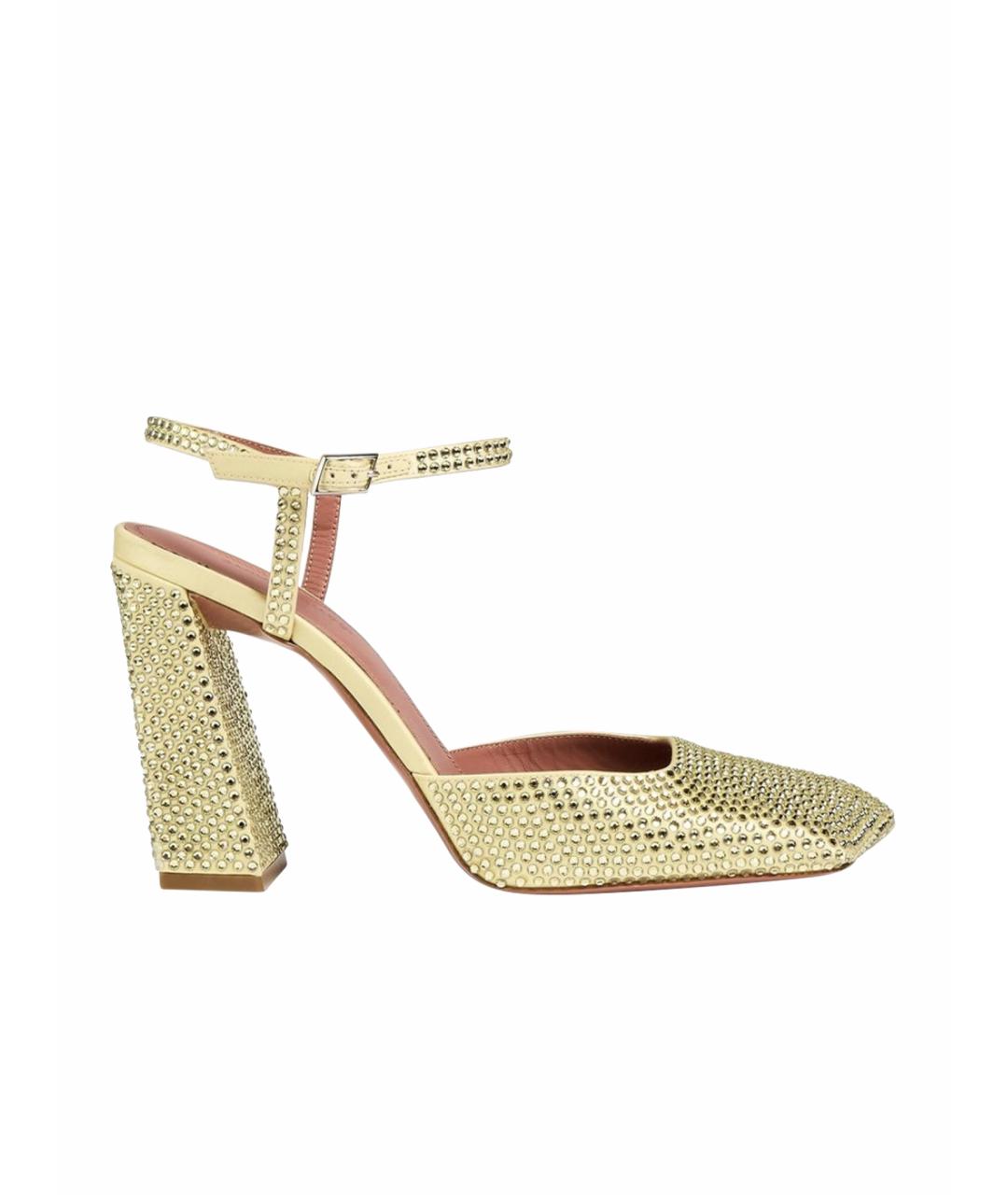 Amina Muaddi Желтые текстильные туфли, фото 1