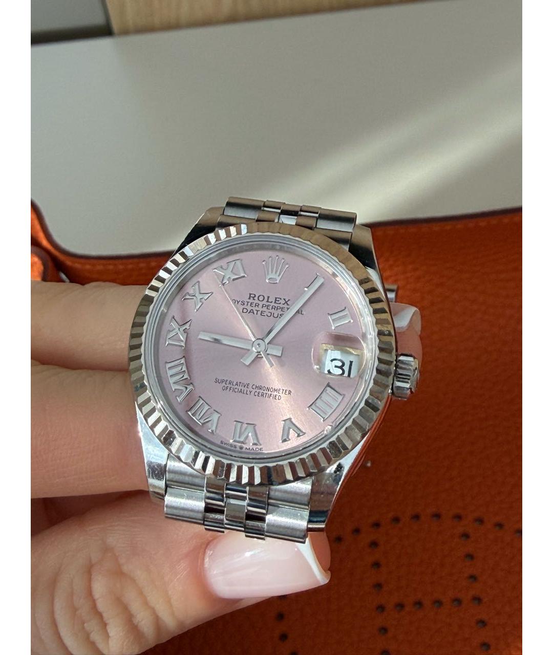 ROLEX Розовые часы из белого золота, фото 5