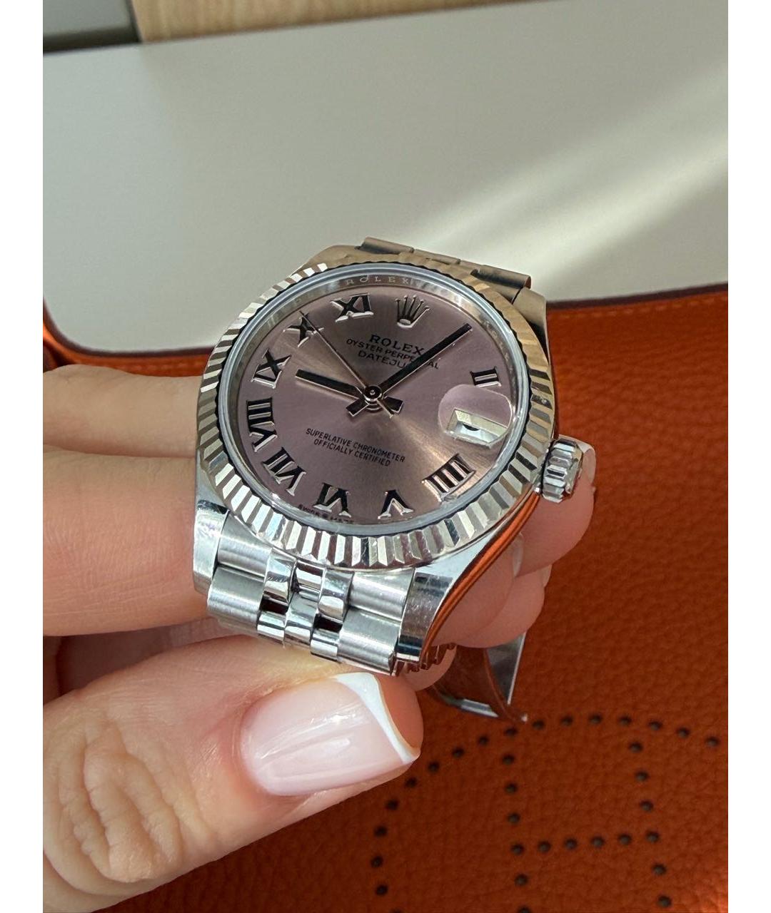 ROLEX Розовые часы из белого золота, фото 4