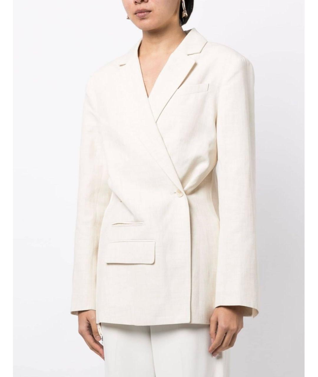 JACQUEMUS Белый льняной жакет/пиджак, фото 4