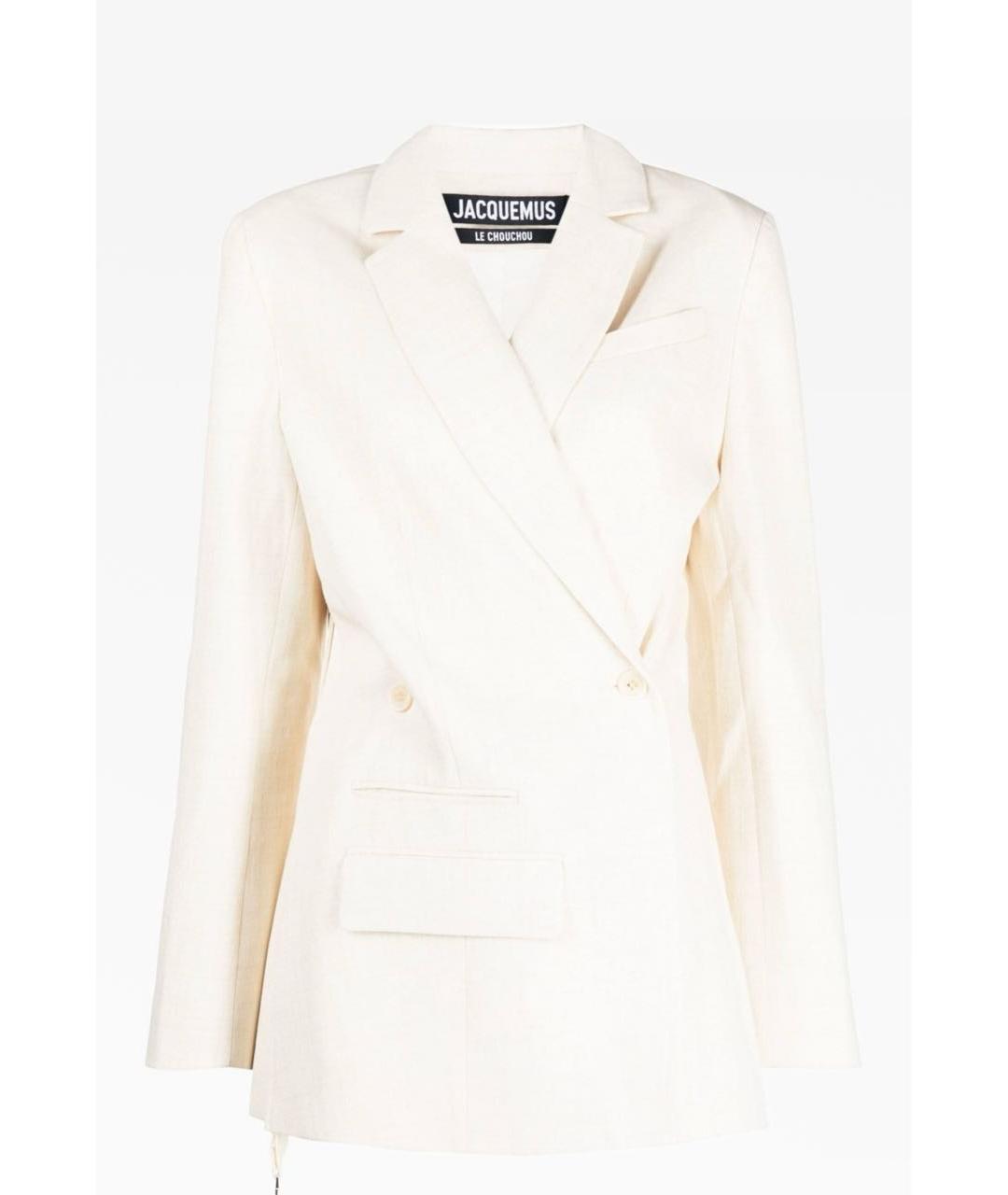 JACQUEMUS Белый льняной жакет/пиджак, фото 5