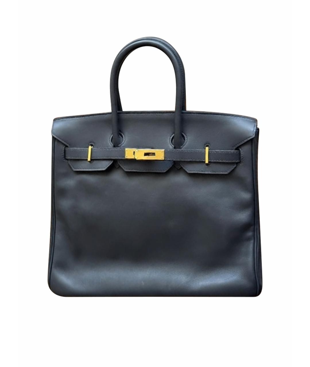 HERMES Антрацитовая кожаная сумка с короткими ручками, фото 1