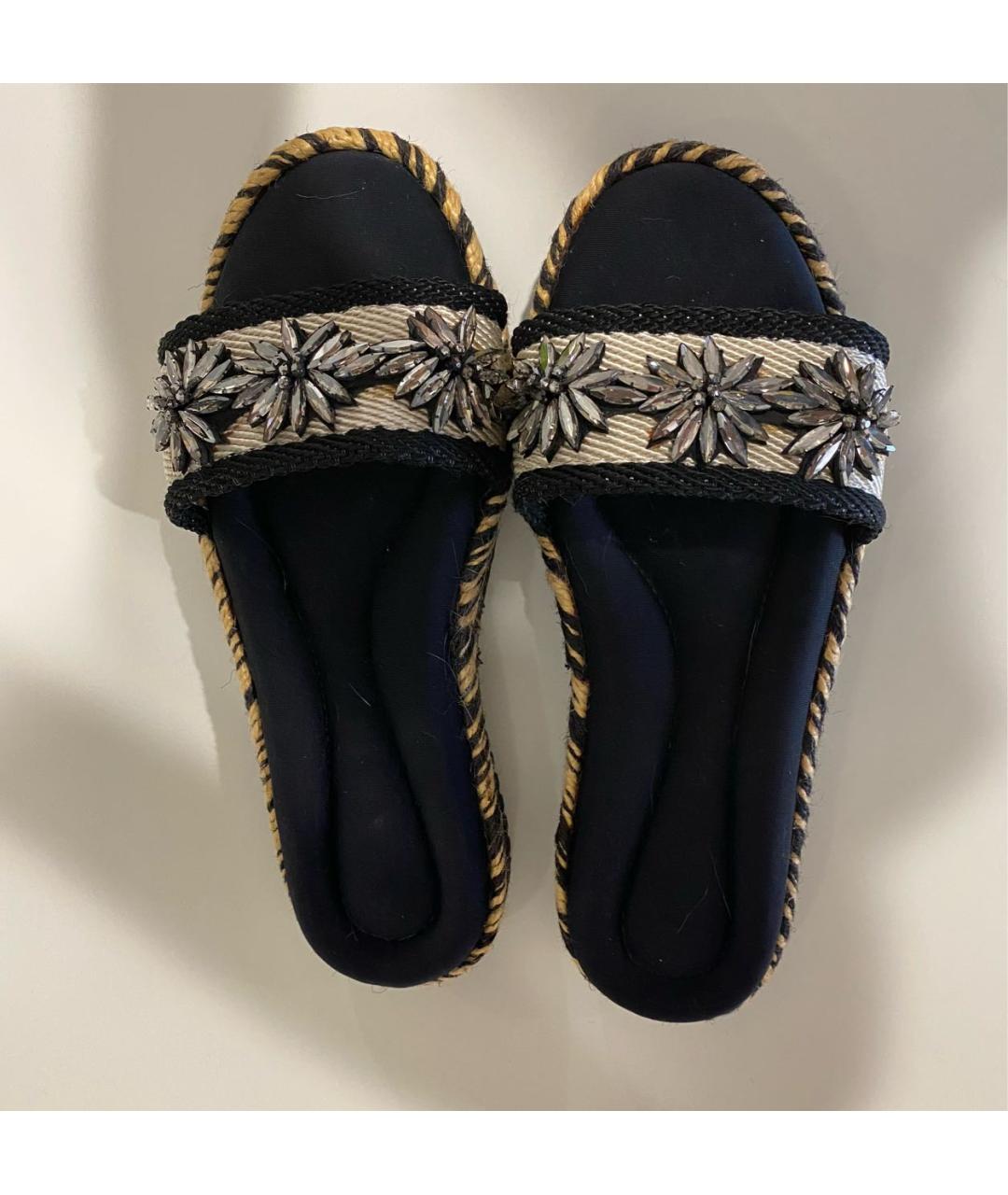 MARNI Черные текстильные шлепанцы, фото 3