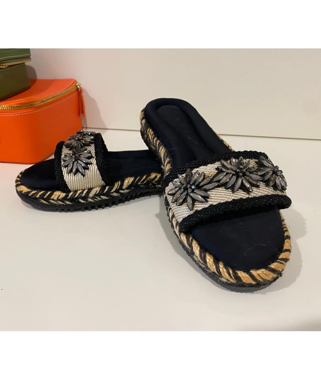MARNI Черные текстильные шлепанцы, фото 2