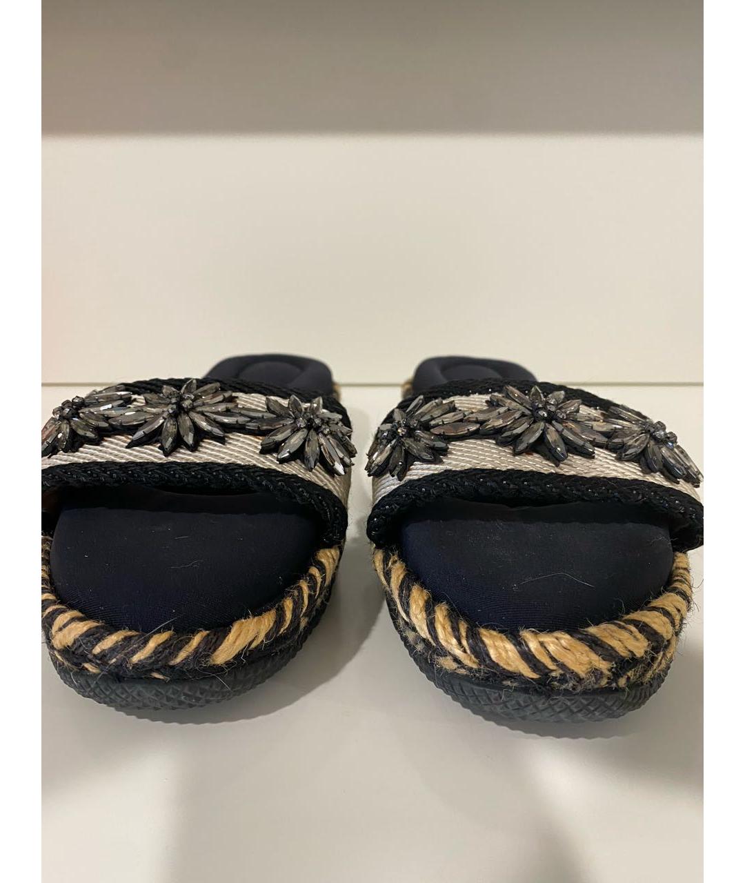 MARNI Черные текстильные шлепанцы, фото 4