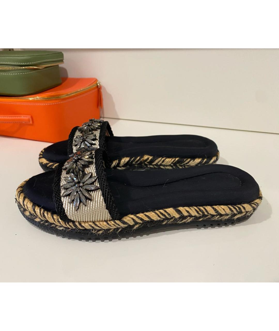 MARNI Черные текстильные шлепанцы, фото 6