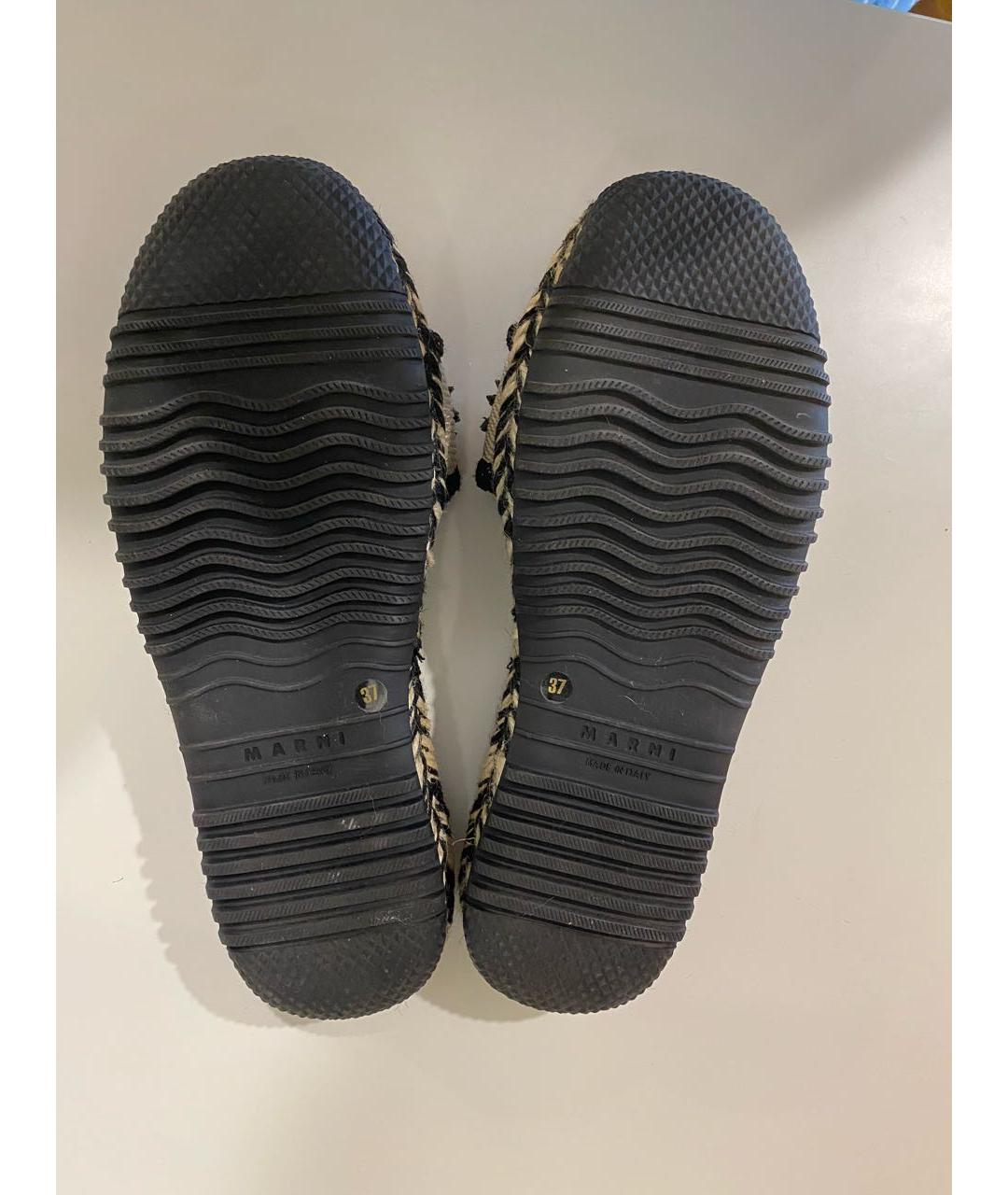 MARNI Черные текстильные шлепанцы, фото 5