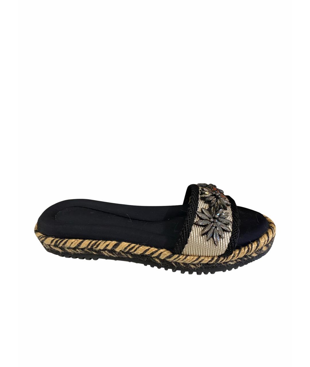 MARNI Черные текстильные шлепанцы, фото 1