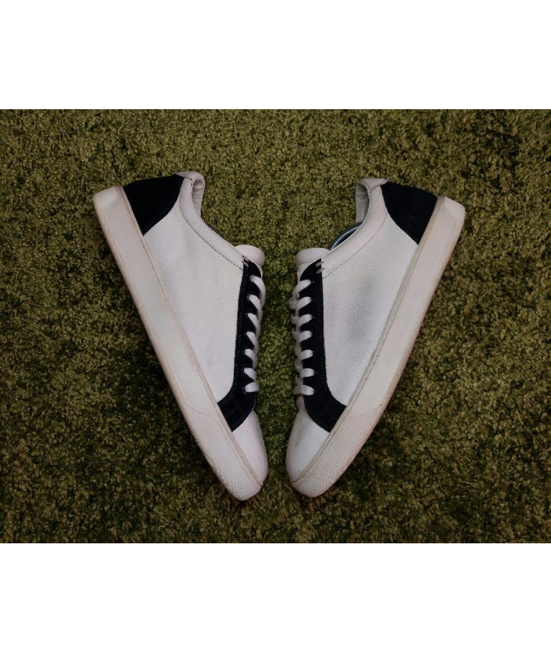 MONCLER Белые кожаные низкие кроссовки / кеды, фото 6