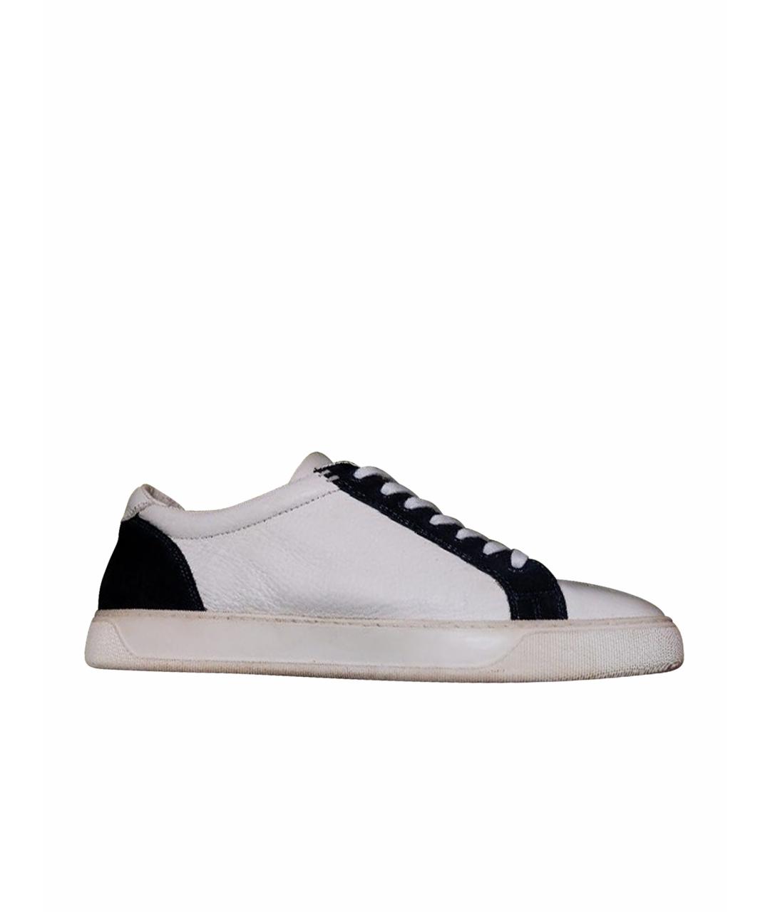 MONCLER Белые кожаные низкие кроссовки / кеды, фото 1