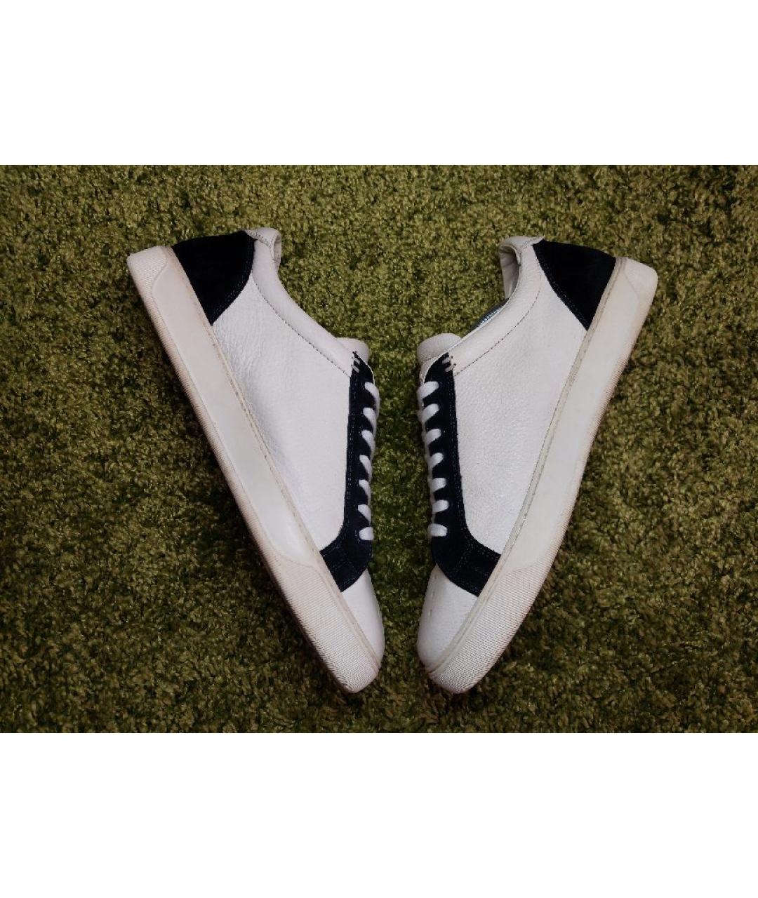 MONCLER Белые кожаные низкие кроссовки / кеды, фото 9