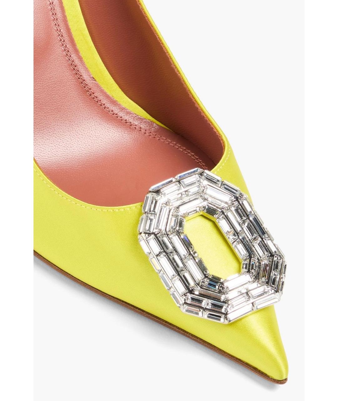 Amina Muaddi Желтые текстильные туфли, фото 3