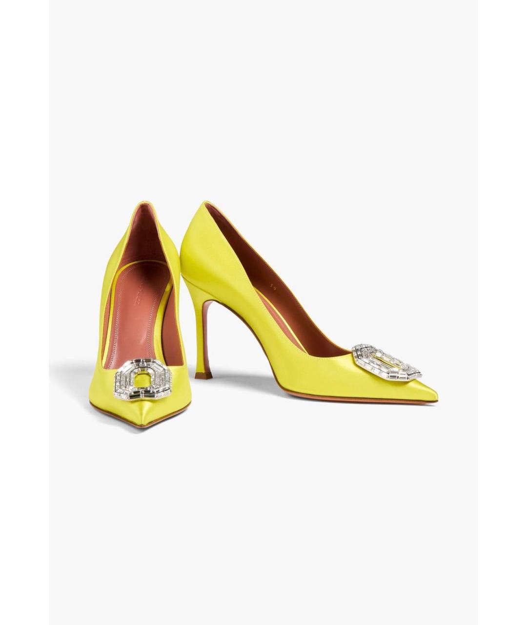 Amina Muaddi Желтые текстильные туфли, фото 2