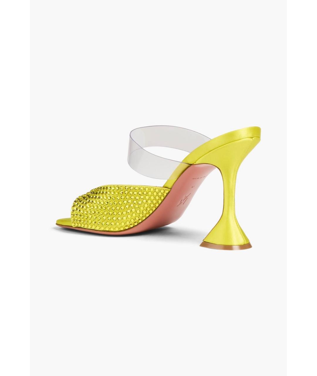 Amina Muaddi Желтые текстильные мюли, фото 3
