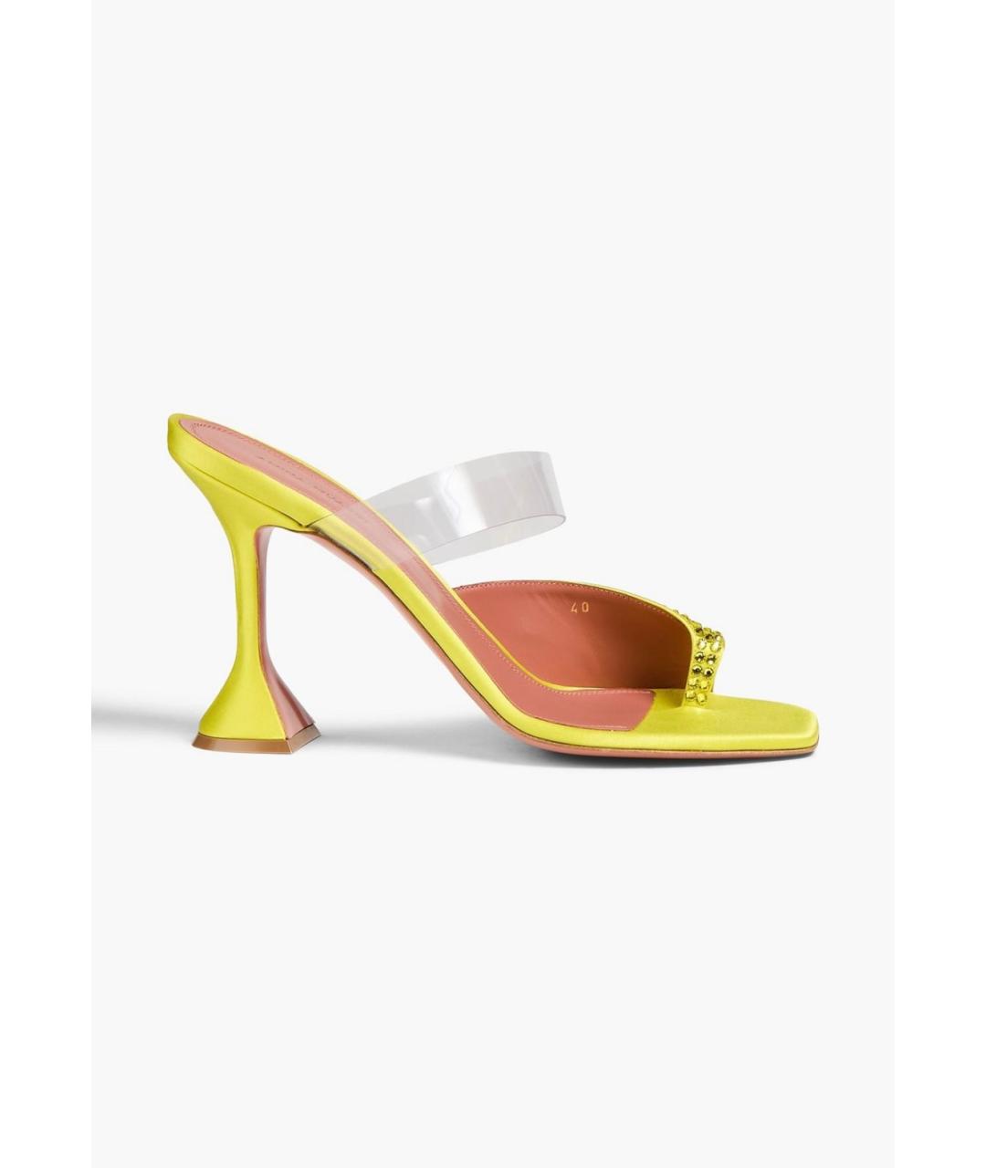 Amina Muaddi Желтые текстильные мюли, фото 5